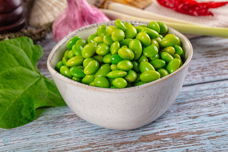 Asian Edamame beans in the bowlの写真素材