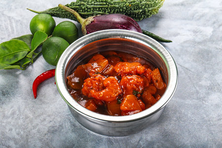Chinese cuisine - Prawn sweet and sour sauce with vegetablesの写真素材
