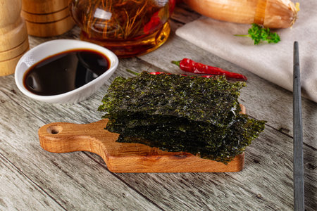 Seaweed roasted nori chips heap snackの写真素材