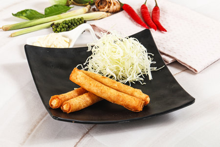 Fried spring roll with prawn and sauce