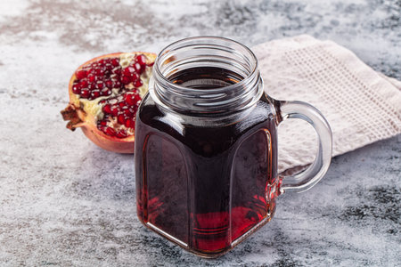 Sweet vitamin pomegranate juice glass served fruitの写真素材