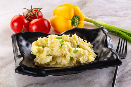 Mashed potato Puree with green onion garnish