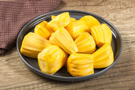 Raw ripe yellow jackfruit segment heap