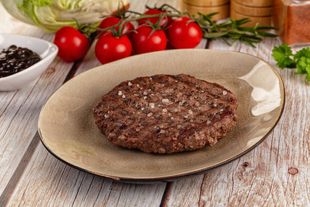 Grilled juicy beef minced meat cutlet for burger