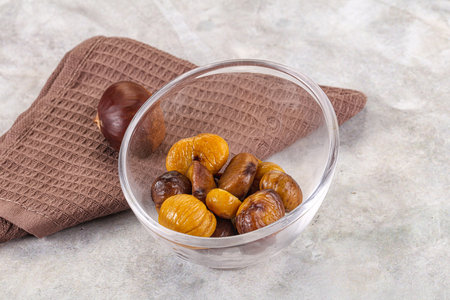 Roasted sweet natural chestnut in the bowl