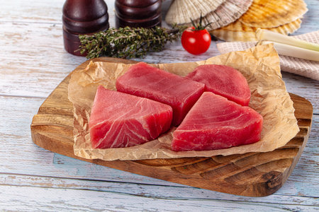 Raw fresh tuna steak for cookingの写真素材
