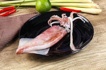 Raw fresh squid seafood for cookingの写真素材