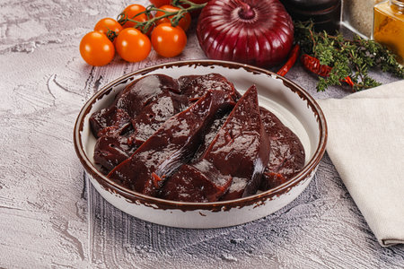 Raw dietary beef liver slices for cooking