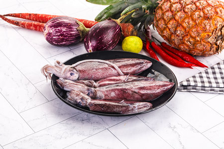 Raw fresh young squid for cooking