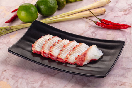 Gourmet Japanese raw octopus sashimi appetizer