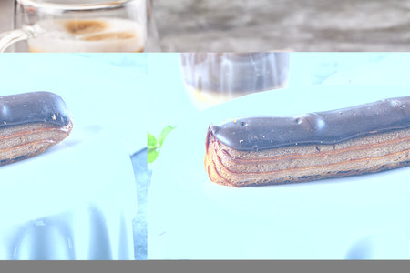 Gourmet chocolate eclair with brown icing