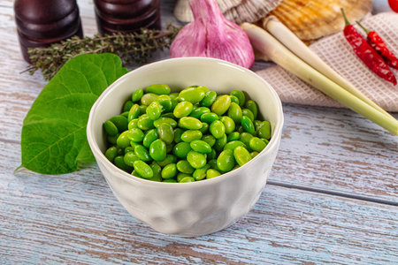 Asian Edamame beans in the bowlの写真素材