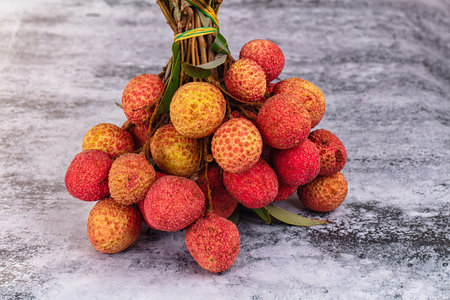 Sweet juicy ripe tropical lychee fruitの写真素材