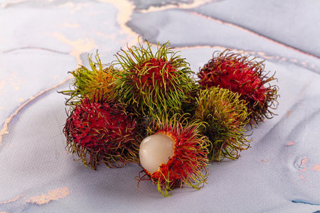 Organic tropical ripe sweet Rambutan fruitの写真素材
