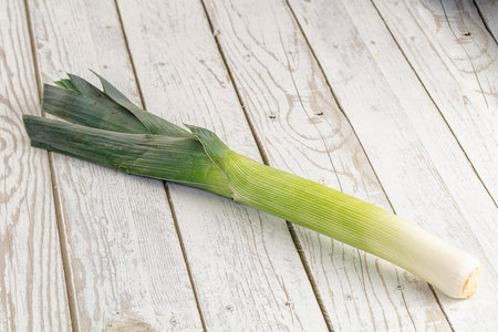 Raw ripe green leek onion for culinaryの写真素材