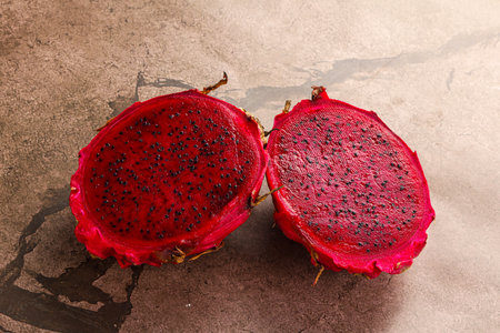 Raw sweet red dragon fruit - pitahayaの写真素材