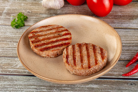 Grilled tuna steak fillet round medallion