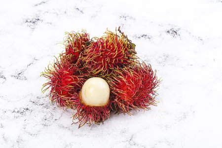Sweet and juicy tropical rambutan fruitの写真素材
