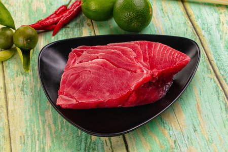 Raw tuna fish fillet steak for cooking