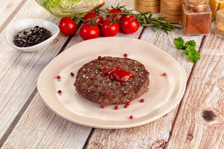 Grilled juicy beef minced meat cutlet for burger
