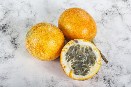 Yellow sweet and juicy tropical passion fruit - Granadilla