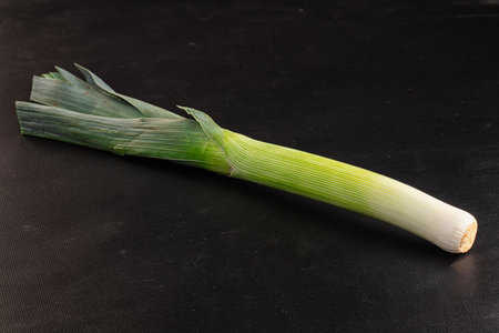 Raw ripe green leek onion for culinary