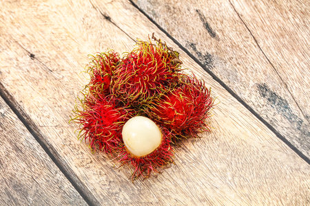 Sweet and juicy tropical rambutan fruitの写真素材