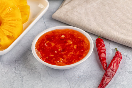 Sweet and spicy chili and pineapple sauceの写真素材