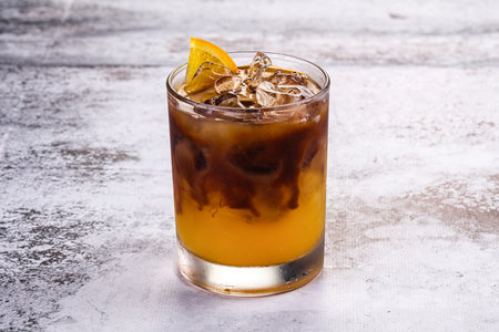 Energetic cocktail Bumble coffee with espresso and orange juiceの写真素材