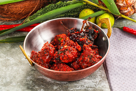 Indian cuisine - tandoori spicy Chicken 65の写真素材
