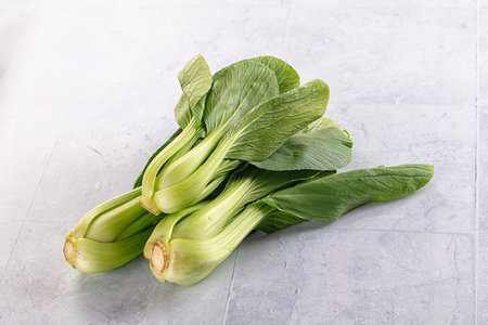 Organic raw green Bok Choy cabbageの写真素材