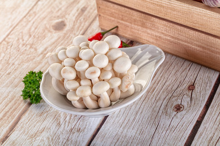 Raw asian mushrooms buna shimeji for cookingの写真素材