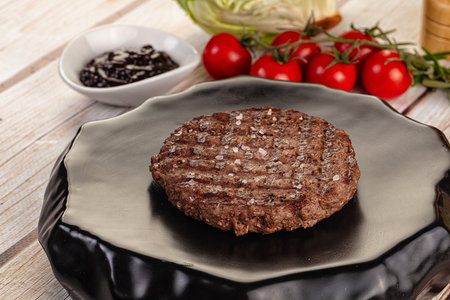 Grilled juicy beef minced meat cutlet for burger