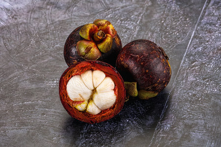Tropical exotic sweet juicy Mangosteen fruitの写真素材