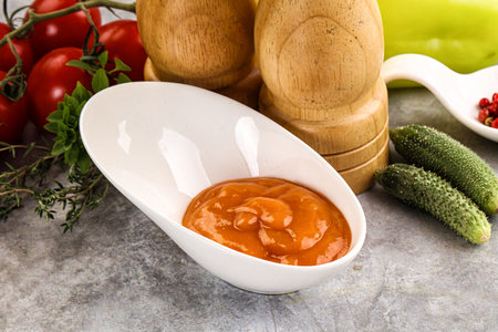 Tasty burger sauce dip in the bowlの写真素材