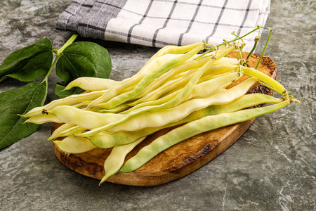 Raw green bean strings heap for cooking