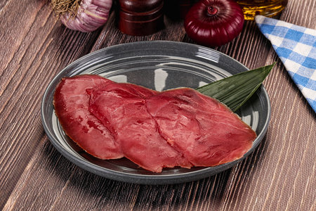 Raw tuna slimes sashimi snack in the plate