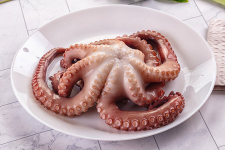 Gourmet boiled fresh octopus in the plateの写真素材