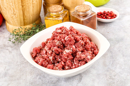 Homemade Raw beef minced meat for cooking