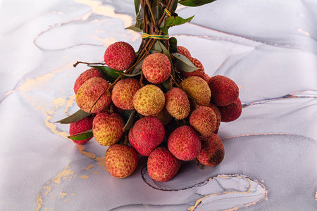 Sweet juicy ripe tropical lychee fruitの写真素材