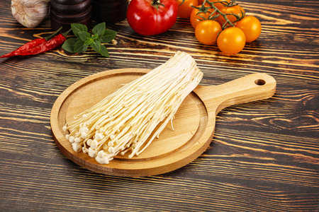Japanese delicacy raw mushroom Shimeji over board