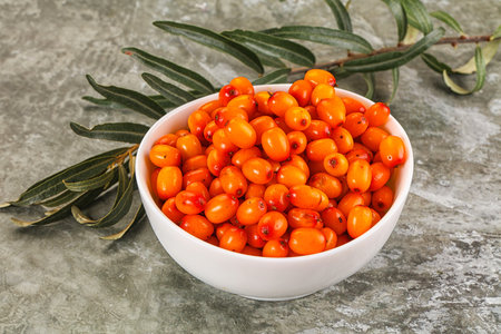 Natural organic ripe sweet buckthorn berries