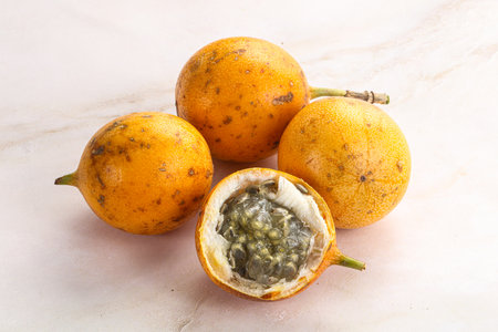 Yellow exotic tropical sweet maracuya fruitの写真素材