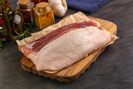 Delicious Raw duck breast for cookingの写真素材