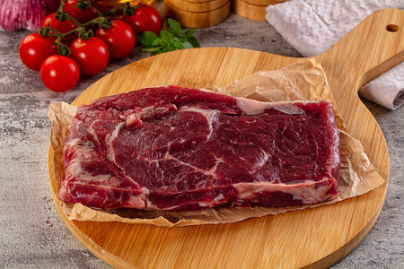 Gourmet raw rib eye beef steak for grillの写真素材