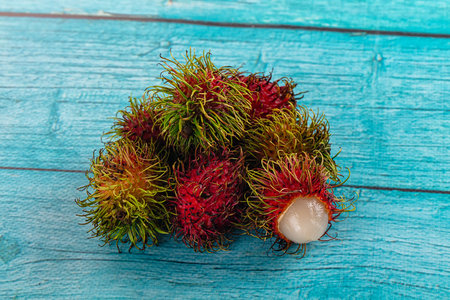Organic tropical ripe sweet Rambutan fruitの写真素材