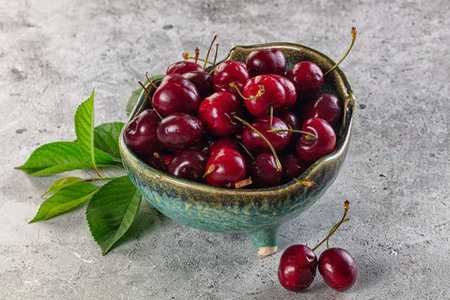 Ripe sweet juicy red cherry berryの写真素材