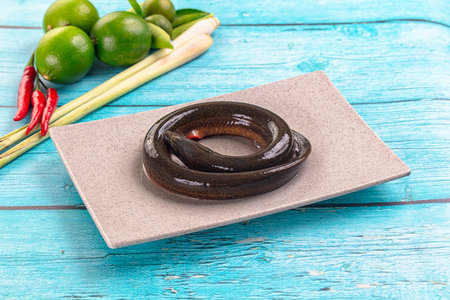 Fresh raw gourmet eel fish for cooking