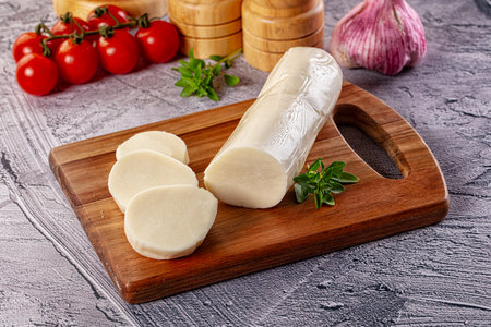 Italian dairy product - mozzarella cheese with slices