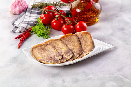 Boiled beef tomgue slices appetizer snack